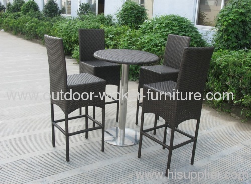 Outdoor wicker bar set table with chairs