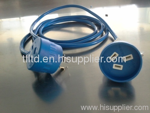 Australian blue extension cords with Piggyback plug