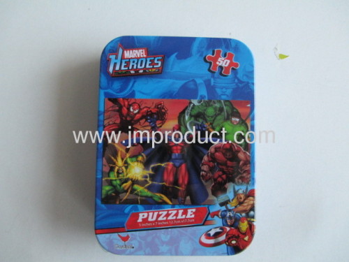 Marvel Heroes 50 piece puzzles in tin