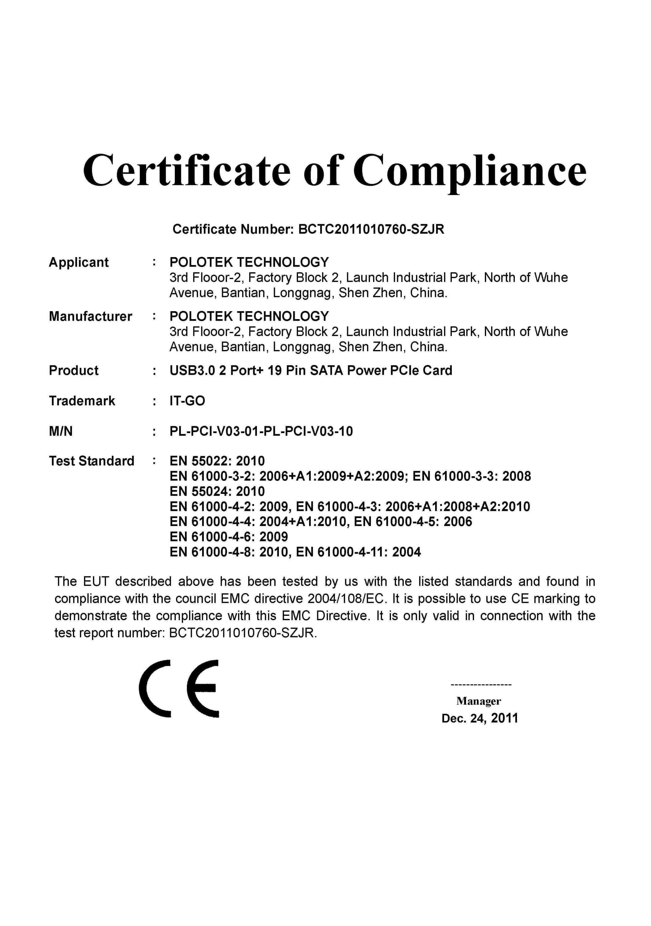 CE Certificates