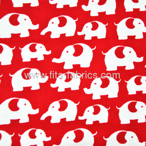 100% Cotton Corduroy Fabric by printed elephants