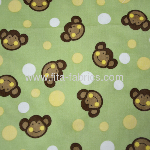 100% Cotton Corduroy Fabric by printed elephants