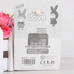 Cute Rabbit Earphone Anti-dust Plug for iPhone/iPad/iPod/Samsung/Other 3.5 mm port cellphone