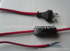 Cotton braided power cords with switch
