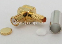 MCX Male Crimp Right Angle Reverse Polarity Connector