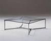 Modern Bending Square Glass Coffee Table, Metal Glass End Table
