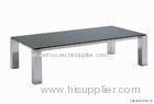 Rectangle Tempered Glass Coffee Table, Durable Metal Glass Side Table