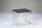 Modern Square Coffee Table, Black Tempered Glass End Tables
