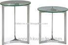 Clear Glass Sofa Side Tables, Modern Metal Glass Round End Table