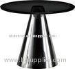 Tempered Grey Glass Round End Table, Italian Style Sofa Side Table