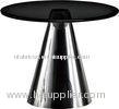 Tempered Grey Glass Round End Table, Italian Style Sofa Side Table