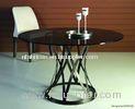 Black Round Marble Dining Tables Set, Metal Glass Dining Table