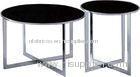 Italian Tempered Glass Metal Coffee Tables, Stainless Steel Glass Side Table