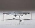 Living Room Square Glass Top Coffee Tables, Stainless Steel Frame