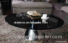 Black Glass Metal Coffee Tables, Round Tempered Glass End Table