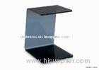 Black / Grey Glass Coffee Table, Contemporary Bend Glass Side Table