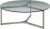 Round Tempered Glass Metal Coffee Table, Stainless Steel Base