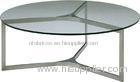 Round Tempered Glass Metal Coffee Table, Stainless Steel Base