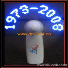 Led Flashing Fan---Blue led, Display customer's texts, Print customer's logo