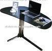 Fashion Durable Black Glass Top Desk, Modern Office Metal Writing Table