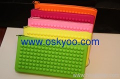 women Funny Peas candy color jelly zipper lanyard silica gel bag fluorescent soft wallet