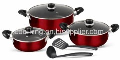 8PCS Red Aluminium Non-stick Kitchenware