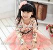 Cotton Childrens Clothes , Long Sleeves Children Dress With Print And Lace