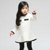 100% Cotton Girls Dress Long Sleeve , White Lattice Cotton Childrens Clothes