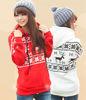 Long Sleeve Women / Ladies Hooded Sweatshirts , Red / White