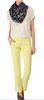 Yellow Slim Fit / Straight Leg Trousers For Women 65% Cotton