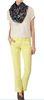 Yellow Straight Leg Trousers For Women 65% Cotton 35% Poly