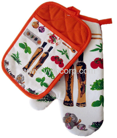 fruits printed Microwave Oven Heat Insulation Glove & Coaster set