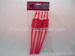 red color Plastic Valentine drinking Straw