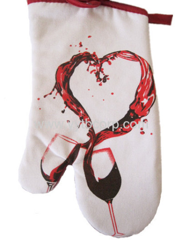 wine printed Microwave Oven Heat Insulation Glove & Coaster set 