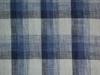 Blue Plaid Cotton Linen Blend Fabric , Moisture Wicking 100% Linen Fabrics