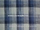 Blue Plaid Cotton Linen Blend Fabric , Moisture Wicking 100% Linen Fabrics