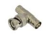 Male to Double Female CCTV BNC Connector , Nickel Plated Connector