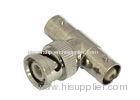 Male to Double Female CCTV BNC Connector , Nickel Plated Connector