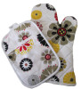 made of slubbed fabric,reavtive printing, microwave glove & coaster set