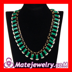 Wholesale Green Fake Jade Crystal Chunky Chain Bar Statement Necklace