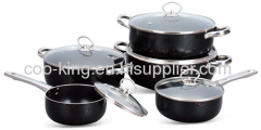 10PCS Black Aluminum Sauce Pan and Casserole With Glass Lid