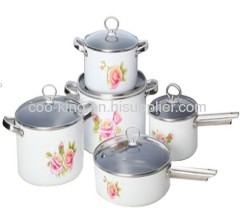 10PCS Printed Aluminum Cookware Set