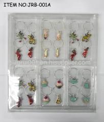 Metal wine charm with colorful charms