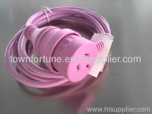 Australia extension cords with piggyback plug in pink color