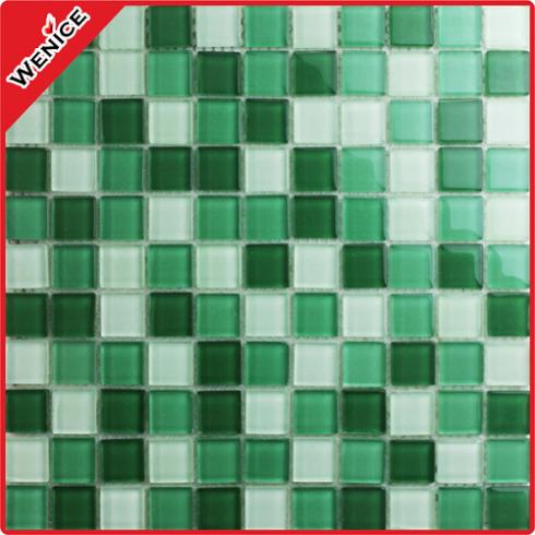 Green mixed white glass mosaic