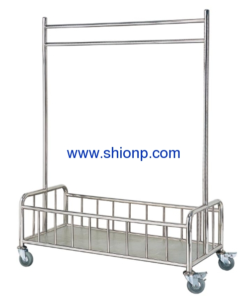 Movable stainless steel chothes hanger cart