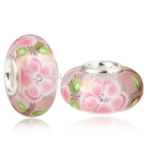 2013 Summer Charms Rhinestone Flower Silver european Murano Glass Beads