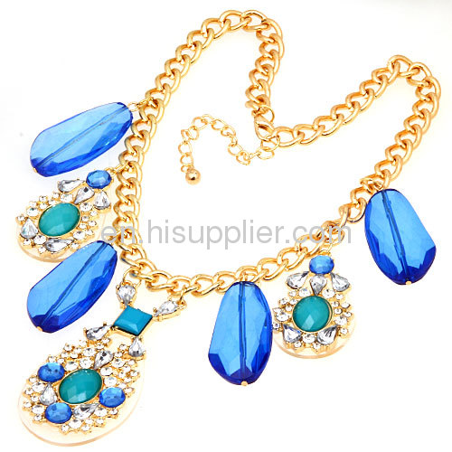 2013 Costume Jewelry Big Stone Necklace,Rhinestone Crystal Bib Collar 