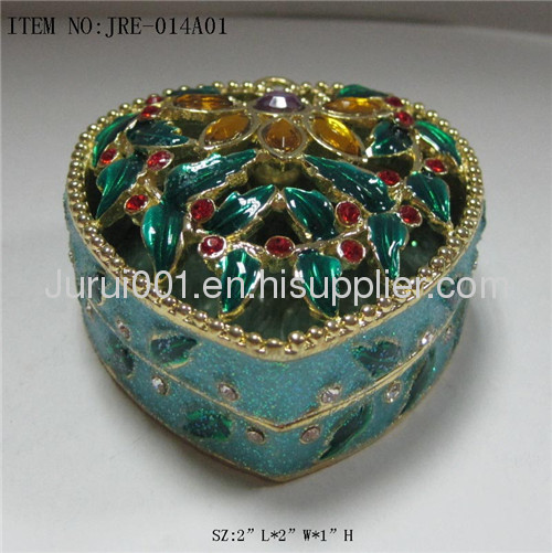 Metal jewelry box with colorful flowers painting