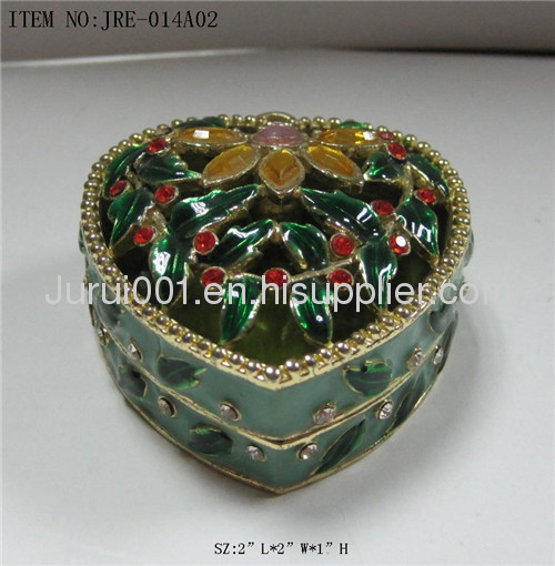 Metal jewelry box with colorful flowers painting